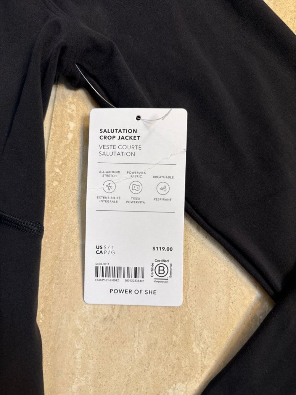 NWT Athleta Salutation Crop Jacket, black, sz S/T - Picture 7 of 7